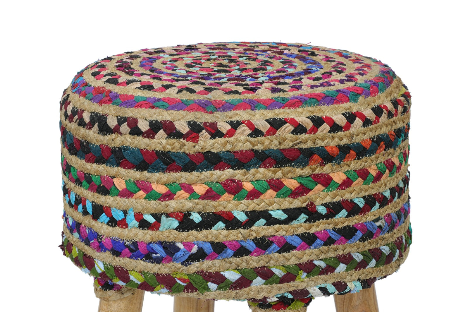 MULTI COLOUR JUTE STOOL