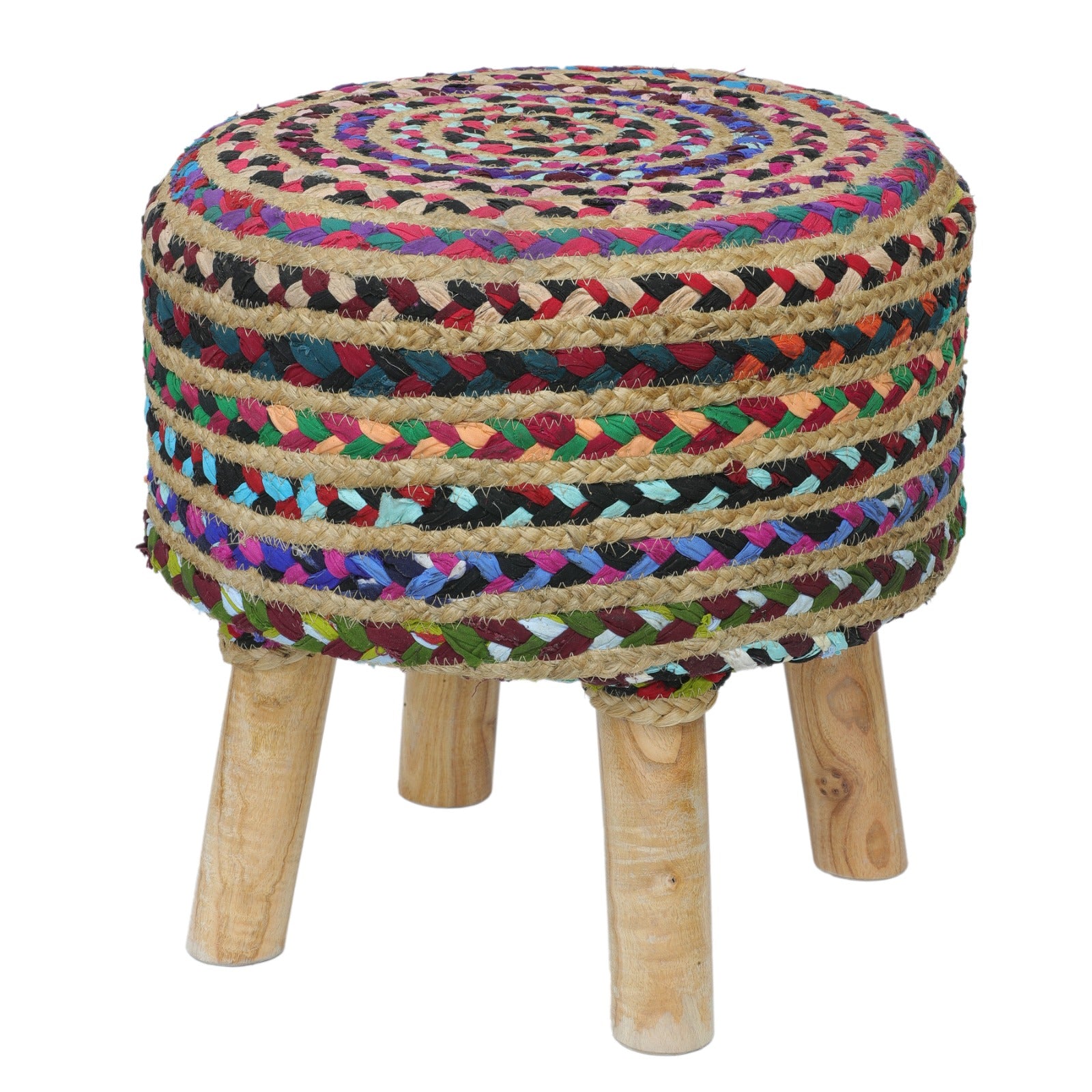 MULTI COLOUR JUTE STOOL