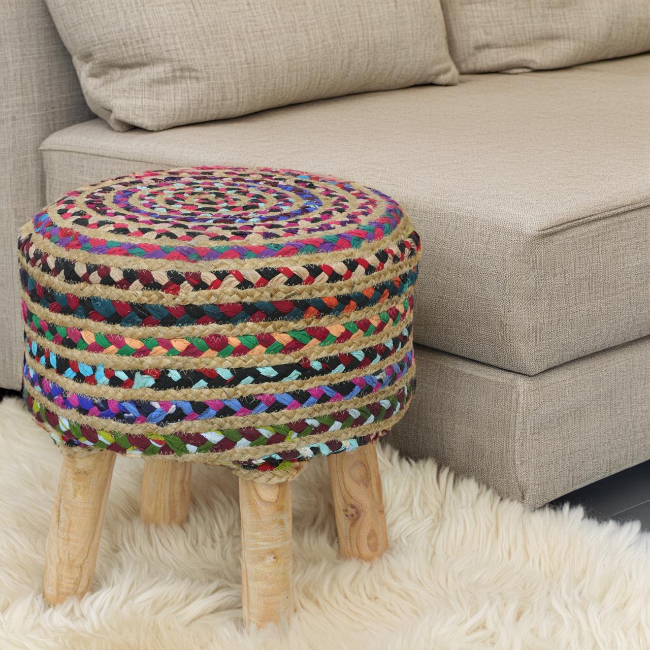 MULTI COLOUR JUTE STOOL